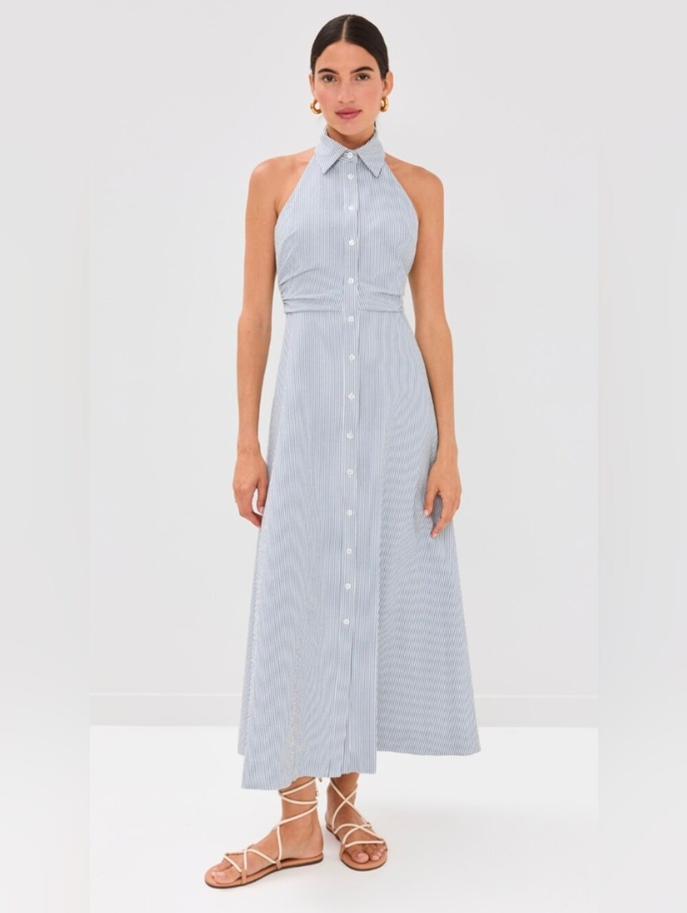 Veronica Beard Mackey Blue & White Striped Halter Dress - Size 0